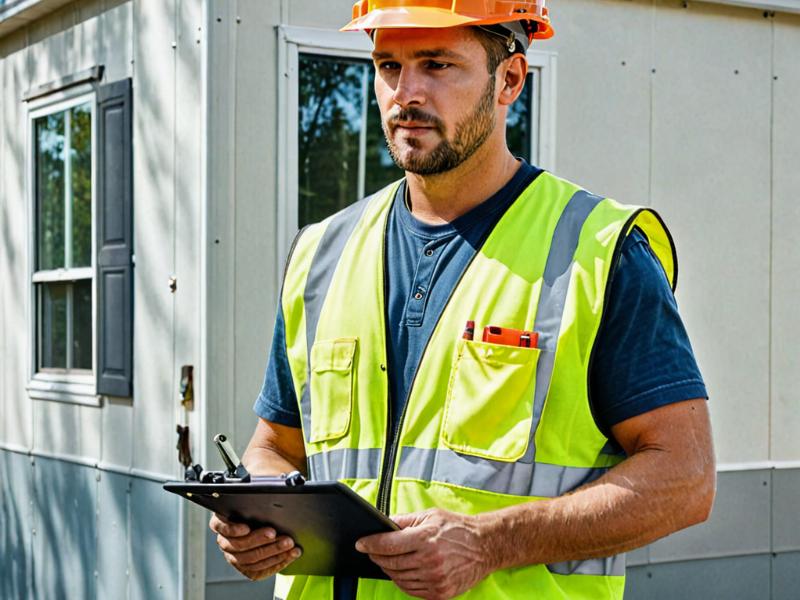 Mobile home repair professional at work
